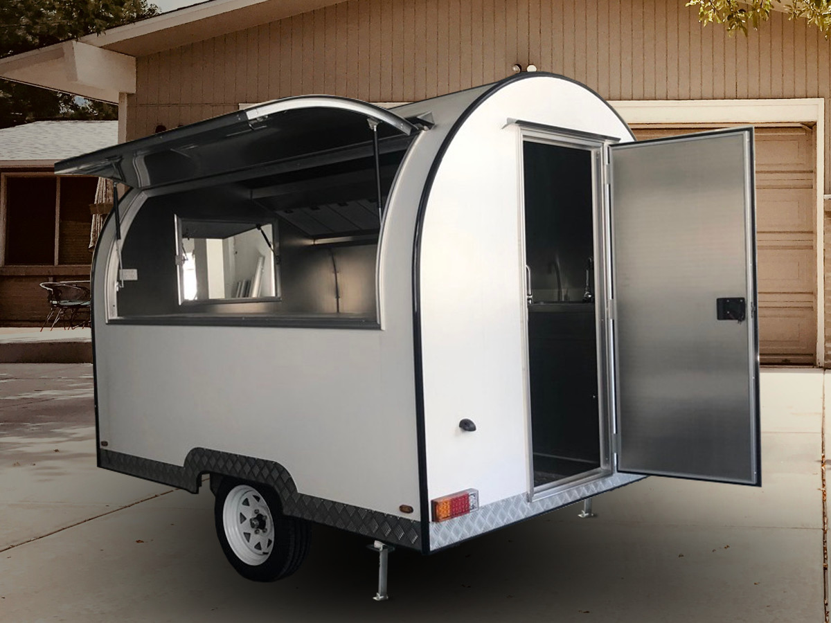 Outside View - Round White Open - Food Trailer For Sale Tauranga